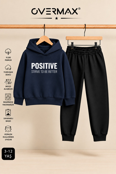 OVERMAX Set de trening cu glugă pentru copii cu imprimeu pozitiv – 3-12 ani