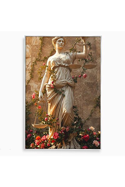 Luxcanva Tablou Canvas Zeita Justitiei 80x120 cm cu Rama Argintiu Justitie St...
