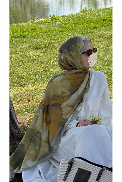 Qalortex Scarf Pamuklu Rosaly Desen Şal-Yag Yesil