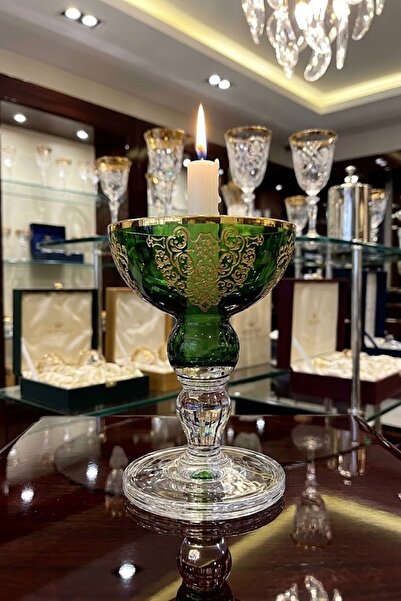 DECOSTYLE Osmanlı Yeşil Mumluk 1’li Set – 16 cm Dekoratif Şık Masa ve Salon A...