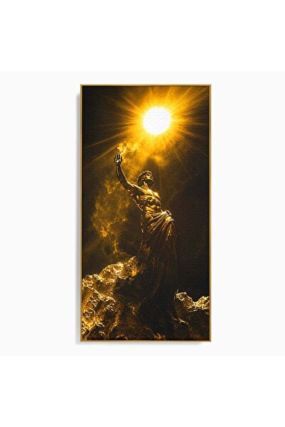 Luxcanva Tablou Canvas Zeul Luminii 60x120 cm cu Rama Auriu Zeitate Lumina Mi...