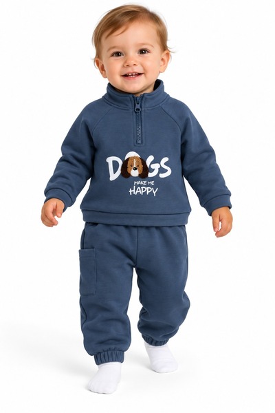 Chicsy Baby Sweet Dog Embroidered Baby Boy 2-Piece Tracksuit Set Premium 3 Ya...