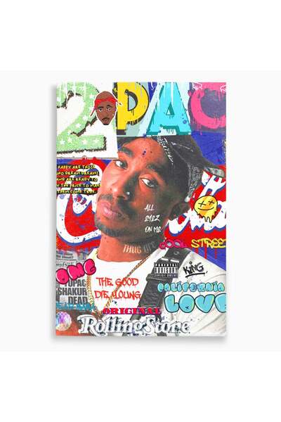 Luxcanva Tablou Canvas Tupac Shakur 50x70 cm pe Sasiu Lemn Motivational Hip-H...