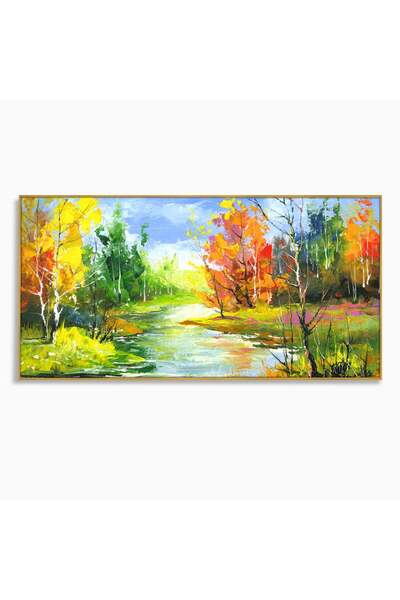 Luxcanva Tablou Canvas Frumusetea Naturii 120x60 cm cu Rama Auriu Natura Dorm...