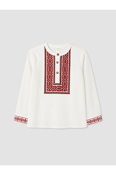 LC Waikiki Cămașă de băieți din gabardină, brodată, cu guler clasic