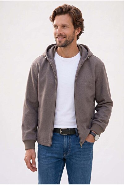 Tudors Men's Relax Fit Comfortable Cut Mink Cashmere Coat with Hood, Zipper, ...