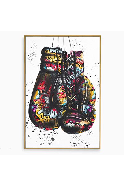 Luxcanva Tablou Canvas Pop Art Boxing Gloves 50x70 cm cu Rama Auriu Dormitor ...