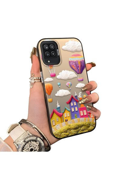 Hontinga Samsung Galaxy A12 Compatible Silicone Edge Hard Back Case Balloon P...