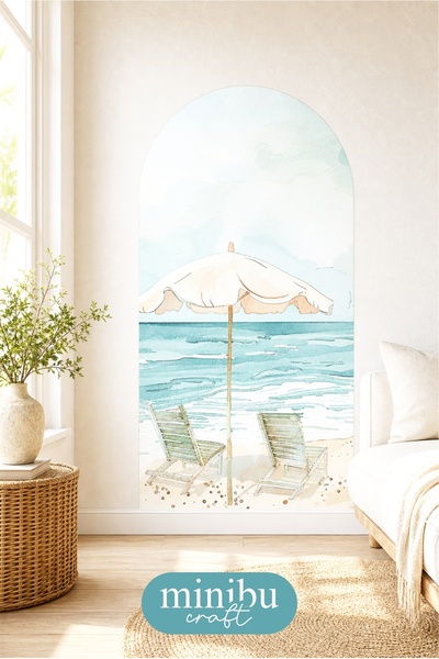 Minibu Craft Sea Landscape Beach Bohemian Arch Boho Arch Modern Wall Sticker Mnb-94
