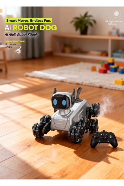VOOKA Akıllı Robot Uzaktan Kumandalı Akıllı Robot Köpek Şarjlı Buhar Efektli ...