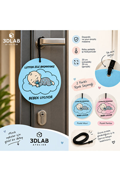 Genel Markalar 3DLAB ATELIER Bebek Uyuyor Kapı Süsü – Lütfen Zile Basmayınız ...
