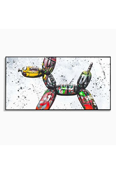 Luxcanva Tablou Canvas Pop Art Dog Balloon 120x60 cm cu Rama Negru Dormitor C...