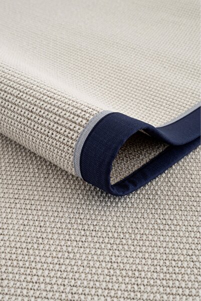 VEJA HOME Sahara Bordure-B3610A Krem Bordür Lacivert Mavi Bordürlü Sisal Hası...