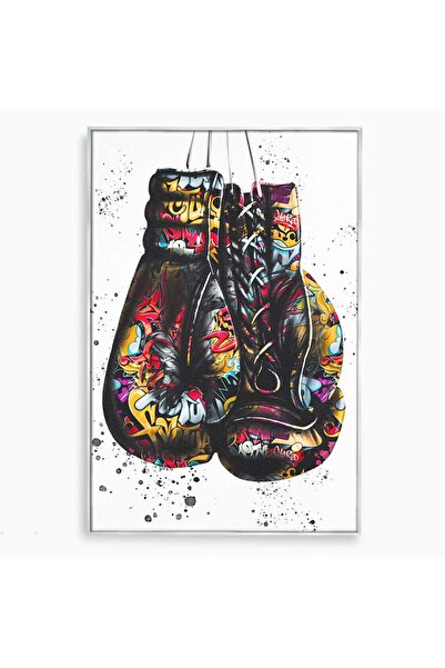 Luxcanva Tablou Canvas Pop Art Boxing Gloves 100x150 cm cu Rama Argintiu Dorm...
