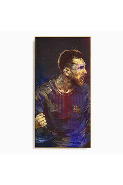 Luxcanva Tablou Canvas Lionel Andrés Messi 60x120 cm cu Rama Auriu Living Fot...