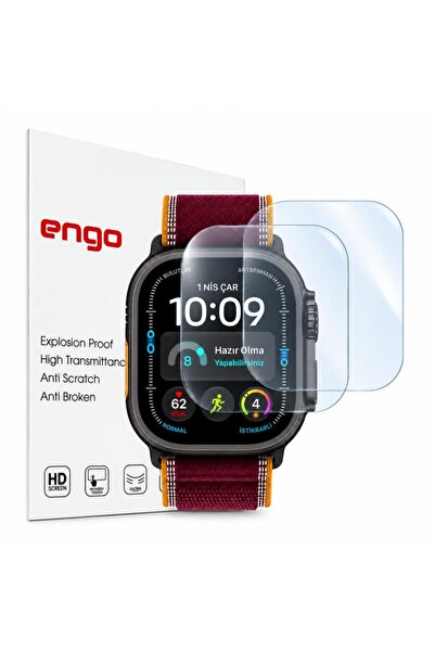 Engo Apple Watch Ultra 4 49mm İle Uyumlu Ekran Koruyucu A3579 Nano Parlak 9H ...
