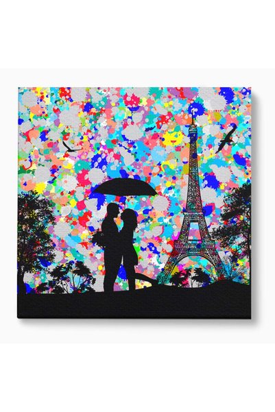 Luxcanva Tablou Canvas Love In Paris 70x70 cm pe Sasiu Lemn Living Paris Umbrela