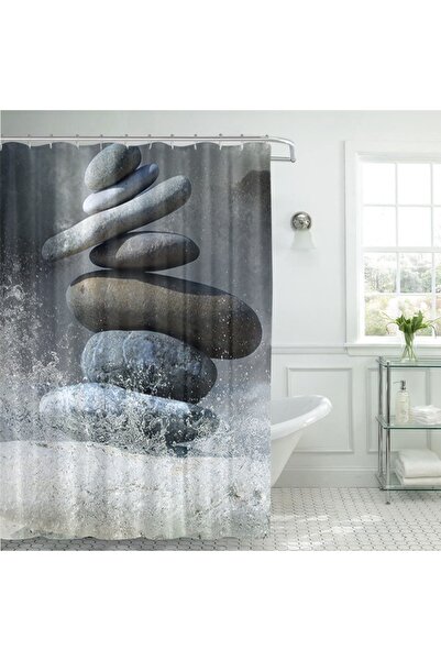 odjas Perdea de duș pentru baie Art Factory Stone Tower Waves, design multicolor