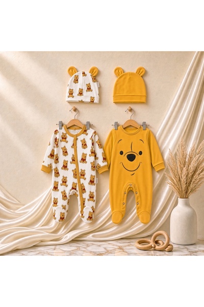 Movamirbaby Baby 2-Piece Teddy Bear Patterned Jumpsuit Set, 100% Cotton, Long...
