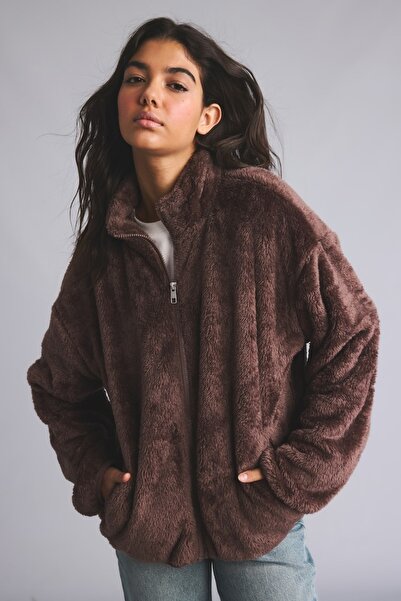 DeFacto Loose Fit Half-Zip Fleece Cardigan H7859Ax26Wn