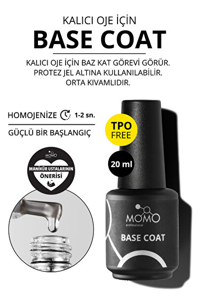 MOMO professional Kalıcı Oje İçin Base Coat, 20 ml