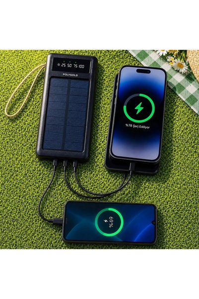 Yenimiyeni 12000 Mah Solar Şarjlı Göstergeli Aynı Anda 4 Cihazı Şarj Edebilen...