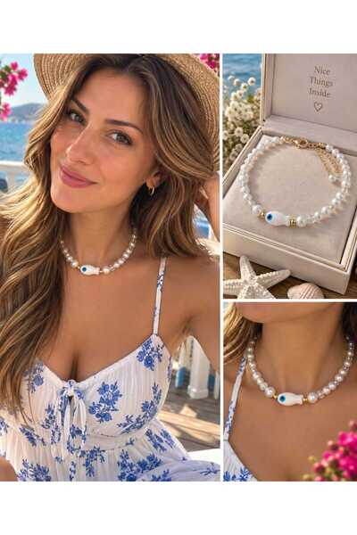 Generic Brand Women's Pearl Fish Pendant Necklace White Color Ideal for Summer Vacation Beach Necklaces Marine and Sea Themed Gift Jewelry Accessory