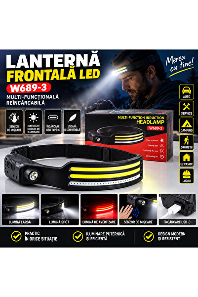 OMB W689-3 Επαναφορτιζόμενος Φακός Κεφαλής LED, Αισθητήρας Κίνησης, COB + Φως...