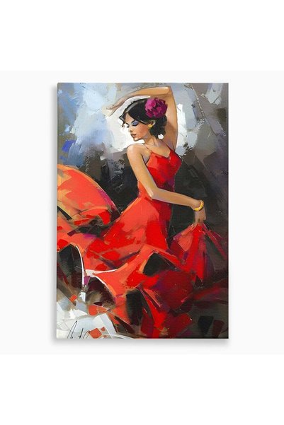 Luxcanva Tablou Canvas Dansul Unei Balerine In Rochie Rosie 50x70 cm pe Sasiu...