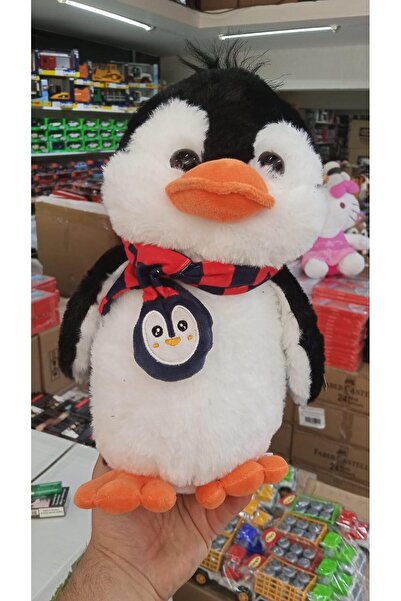 Bengi Store Oyuncak Peluş Uyku Arkadaşlari İkili Set Parıltılı Gözlü Baykuş ve Atkılı Penguen Herbiri 30 cm