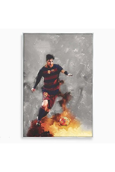 Luxcanva Tablou Canvas Lionel Andrés Messi 40x60 cm cu Rama Argintiu Living F...