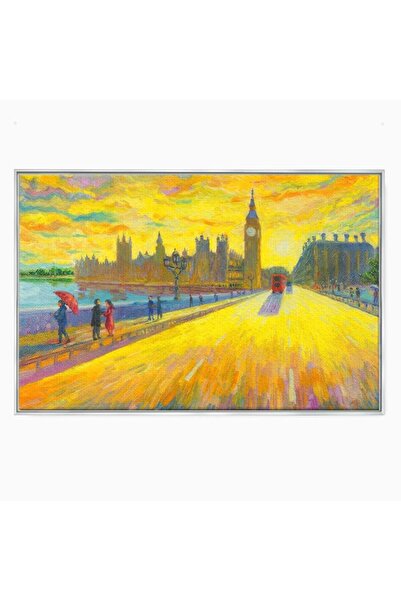 Luxcanva Tablou Canvas London Street 100x70 cm cu Rama Argintiu Studio Londra...