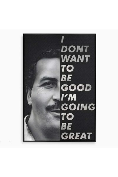 Luxcanva Tablou Canvas Pablo Escobar 150 cm cu Rama Negru Birou Columbia Baron