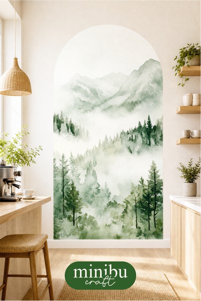 Minibu Craft Forest Landscape Bohemian Arch Boho Arch Modern Wall Sticker Mnb-82