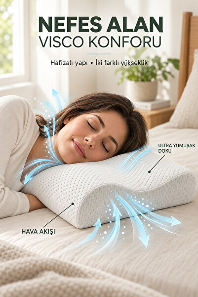 Decorness Hafızalı Eğimli Visco Yastık 40×55 cm – Hava Alabilen Ultra Yumuşak...