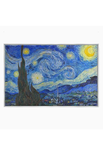 Luxcanva Tablou Canvas Noapte Instelata 120x80 cm cu Rama Argintiu Vincent va...