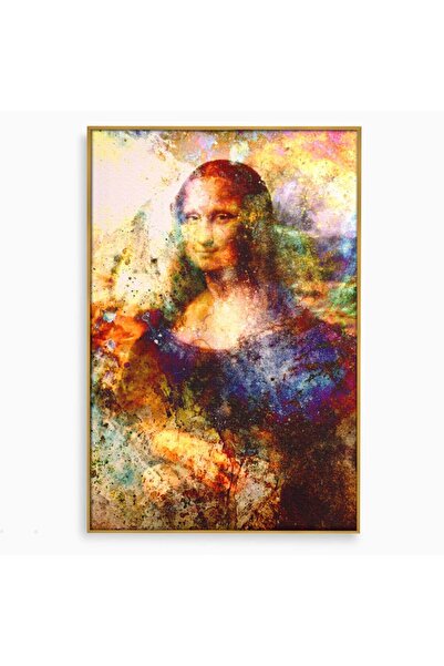 Luxcanva Tablou Canvas Mona Lisa 70x100 cm cu Rama Auriu Gioconda Da Vinci Fe...