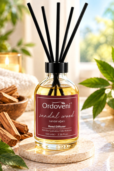 OrdoVeni Sandal Ağacı Kokulu Bambu Çubuklu Oda Kokusu 100 ML | Sıcak ve Hoş S...
