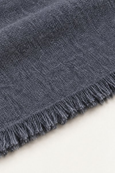 OUS Women's Gray Blue Oversized Soft Textured Tasseled Winter Shawl Scarf – Wide Shoulder Shawl