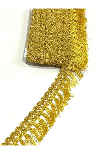 karantuhafiye Gold Sim Fringe Tassel Ribbon / Tasseled Trim / 4-5 cm / 7.5 Me...