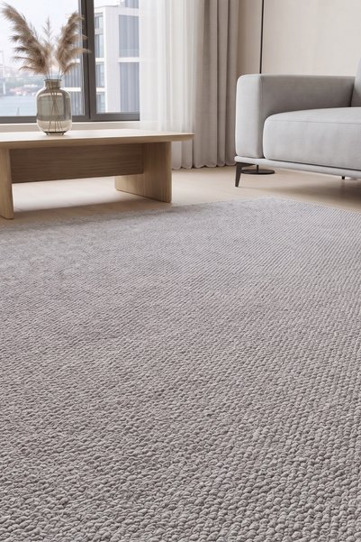 Anatolian Carpet Store Sisal Dokuma Hav Vermez, Leke Tutmaz, Robot Süpürgeye Uygun Modern Gri Halı