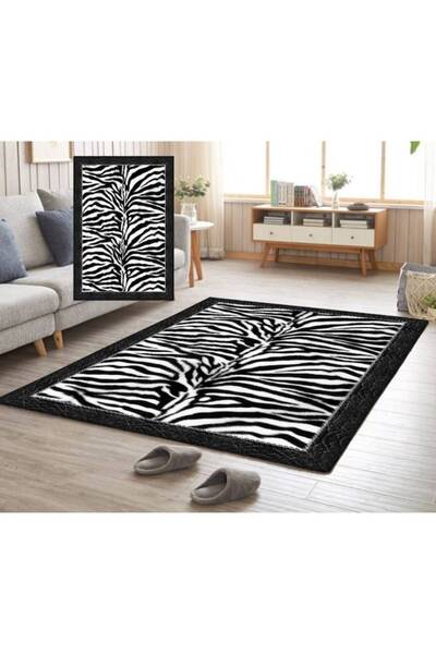 odjas Covorv antiderapant pentru living/Dormitor , Alb/Negru, Marimea 120x180 cm