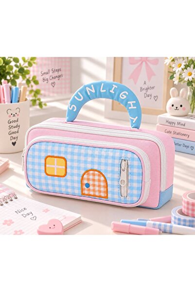 BABUN Checkered Easy-To-Carry Large Volume Multi-Compartment Large Size Cute ...
