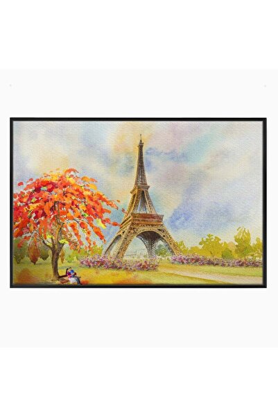 Luxcanva Tablou Canvas Iubire In Paris 100x70 cm cu Rama Negru Orasul Iubirii...