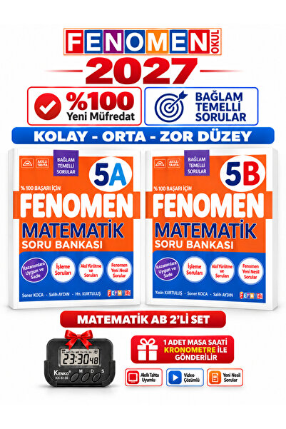 Fenomen Yayıncılık 2027 5.Sınıf 5AB MATEMATİK A-MATEMATİK B Kolay-Orta-Zor Se...