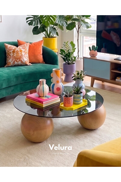 Velura Home & Living Küre Orta Sehpa - Meşe - Yuvarlak Füme