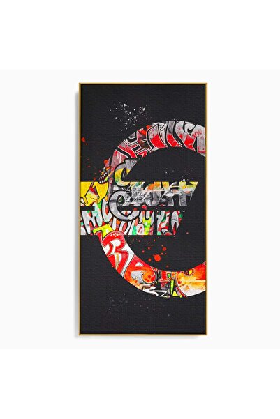 Luxcanva Tablou Canvas The Euro Sign 60x120 cm cu Rama Auriu Decorativ Birou ...