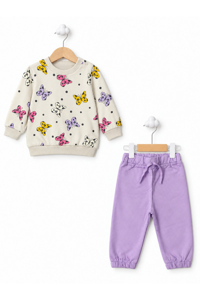 For My Baby طقم بنطلون سويت شيرت من قطعتين للفتيات الصغيرات