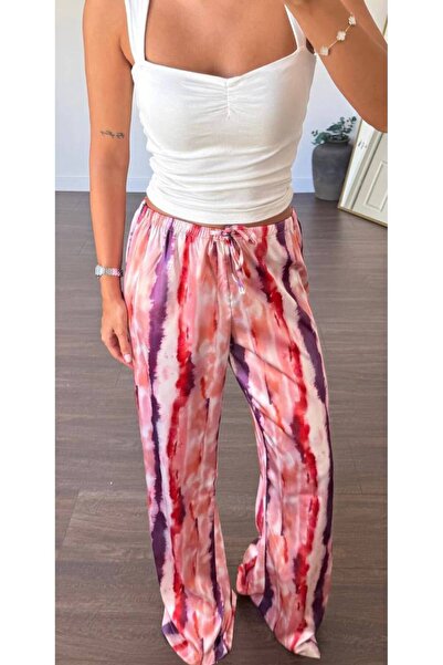 MAESTRO WOMAN Ženske satenske pantalone sa ljubičastim tie-dye uzorkom