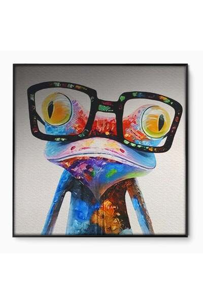 Luxcanva Tablou Canvas Crazy Frog 120x120 cm cu Rama Negru Decorativ Living B...